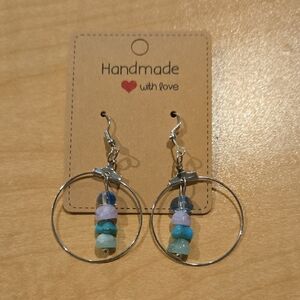 Handmade Silver and Blue Beaded Earrings